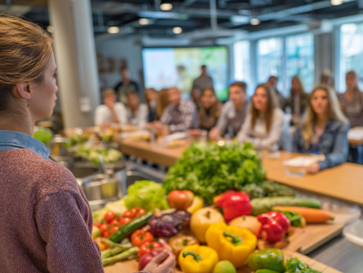 Ingredientes frescos y coloridos organizados para planificación de menús